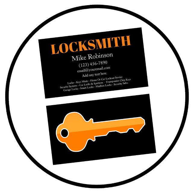 Bold Modern Locksmith Services Business Card (Locksmith)