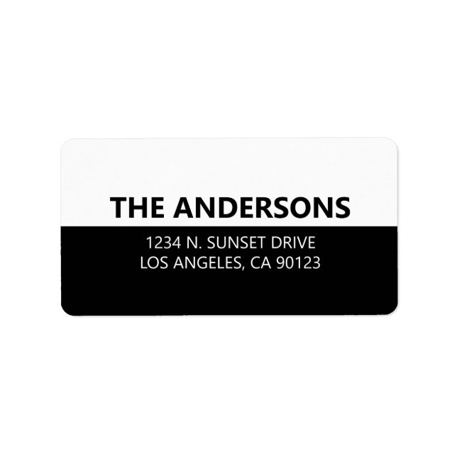 Bold Modern Looking Black & White Return Address Label (Front)