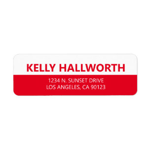 Bold Modern Looking Red and White Return Address