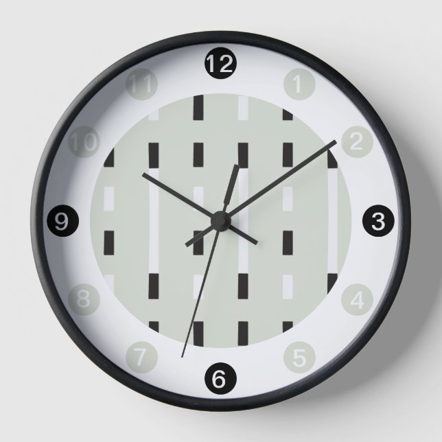 Bold & Modern Memphis Style Black,White,Green Clock (Front)