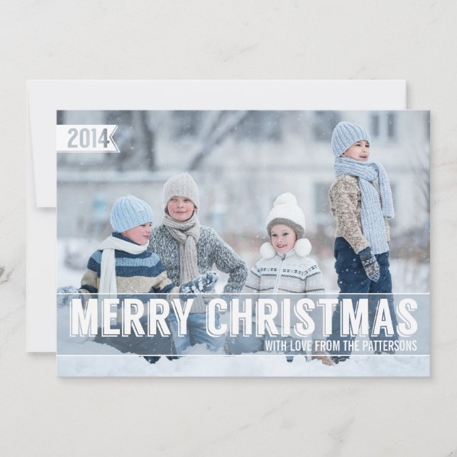 Bold Modern Merry Christmas Big Photo Card (Front)