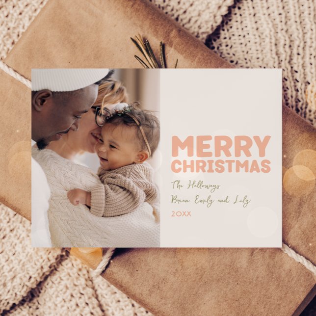 Bold Modern Merry Christmas One Photo Holiday Card (Creator Uploaded)