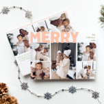 Bold Modern Merry Year In Review Eight Photo Holiday Card<br><div class="desc">Send warm wishes this holiday season with this unique and cute, bold modern merry year in review eight photo holiday card. Its simple and minimalist design features boho-inspired elements in light pink, pastel coral, sage green, blush, and peach hues. Celebrating the festive spirit of December, this design brings a cheerful...</div>