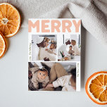 Bold Modern Merry Year In Review Vertical 3 Photo Holiday Card<br><div class="desc">Send warm wishes this holiday season with this unique and cute, bold modern Merry year in review vertical 3 photo holiday card. Its simple and minimalist design features boho-inspired elements in light pink, pastel coral, sage green, blush, and peach hues. Celebrating the festive spirit of December, this design brings a...</div>