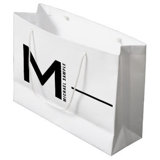 Bold Modern Minimal Company Monogram Business Large Gift Bag