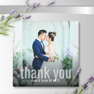 Bold Modern Minimal Thank You Wedding Photo Magnet