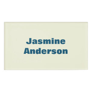 Bold Modern Minimalist Beige Ocean Blue Colour Name Tag