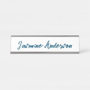 Bold Modern Minimalist Ocean Blue Colour Desk Name Plate
