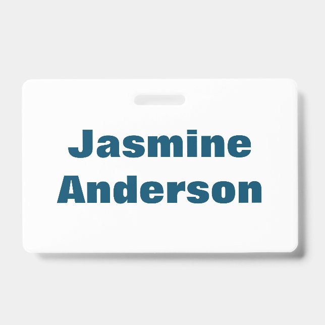 Bold Modern Minimalist Ocean Blue Colour ID Badge (Front)