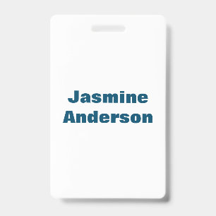 Bold Modern Minimalist Ocean Blue Colour ID Badge