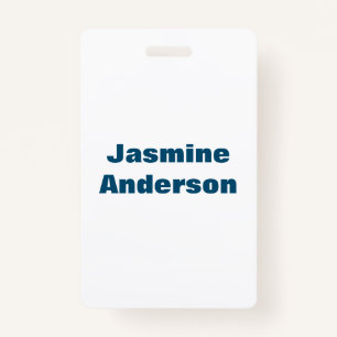 Bold Modern Minimalist Ocean Blue Colour ID Badge