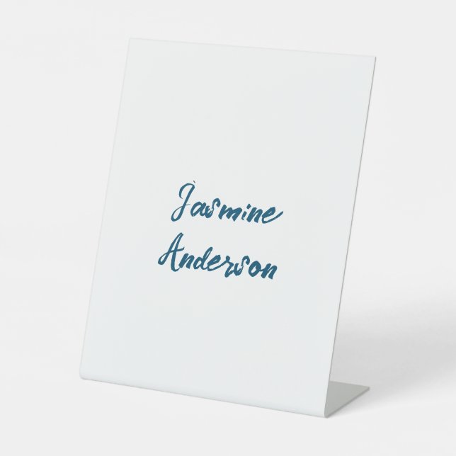 Bold Modern Minimalist Ocean Blue Colour Pedestal Sign (Front)