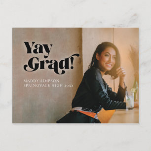  Bold Modern Minimalist Photo Graduation Announcement Postcard