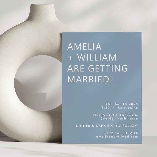 Bold Modern Minimalist Trendy Dusty Blue Invitation (Creator Uploaded)