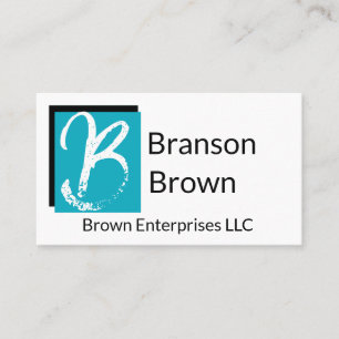 bold modern minimalist turquoise and white business card