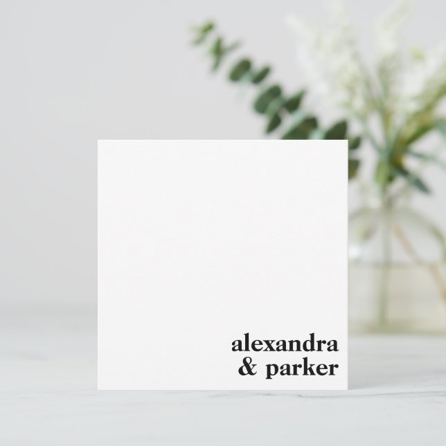 Bold Modern Minimalist Typography Couple Names  Card (Standing Front)