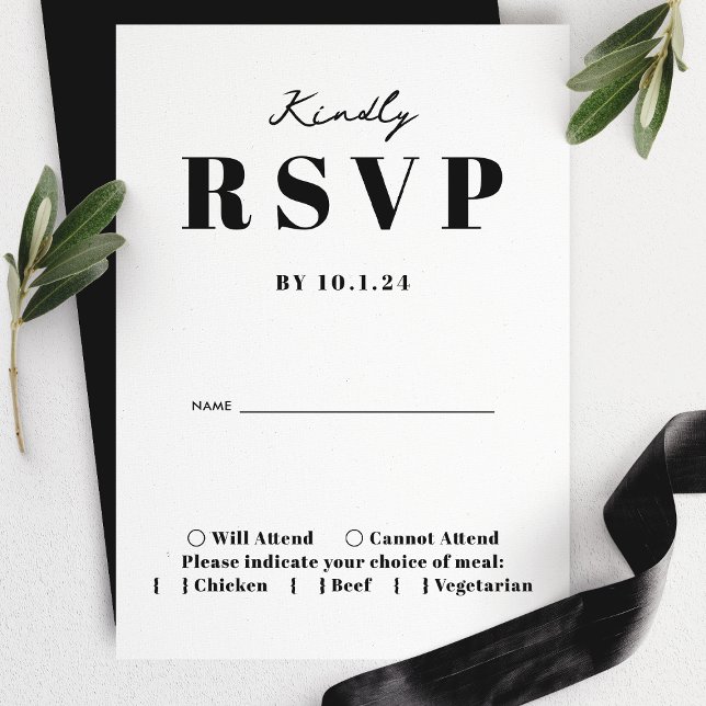 Bold Modern Minimalist Wedding Kindly RSVP Card (Creator Uploaded)