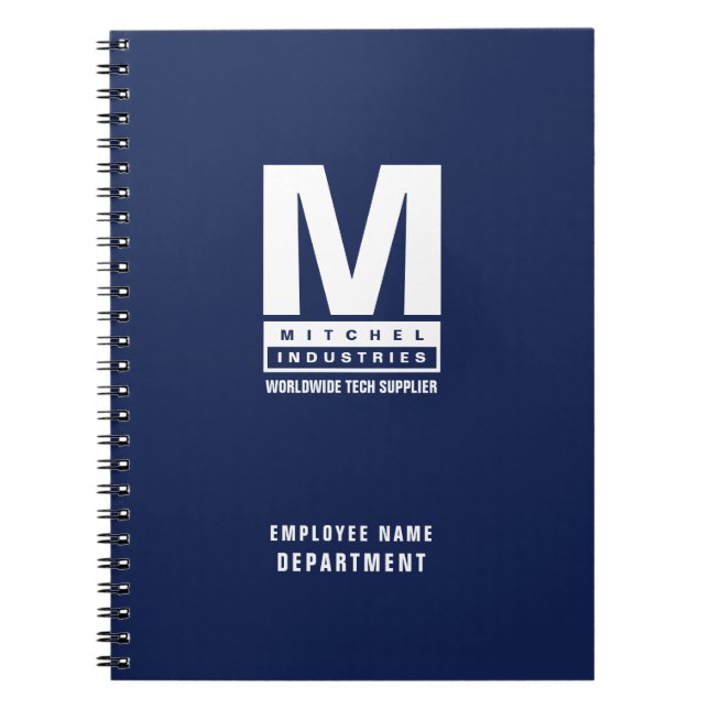 Bold Modern Monogram Business Logo Blue  Notebook (Front)