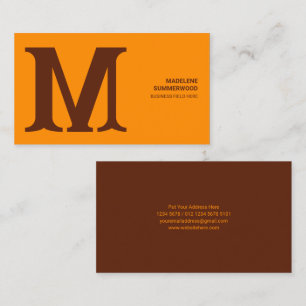 Bold & Modern Monogram in Orange & Brown Business Card