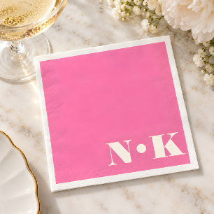 Bold Modern Monogram Initials Hot Pink Wedding Napkin