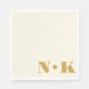 Bold Modern Monogram Initials Yellow Cream Wedding Napkin
