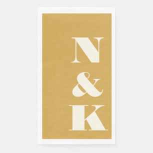 Bold Modern Monogram Initials Yellow Wedding Napkin