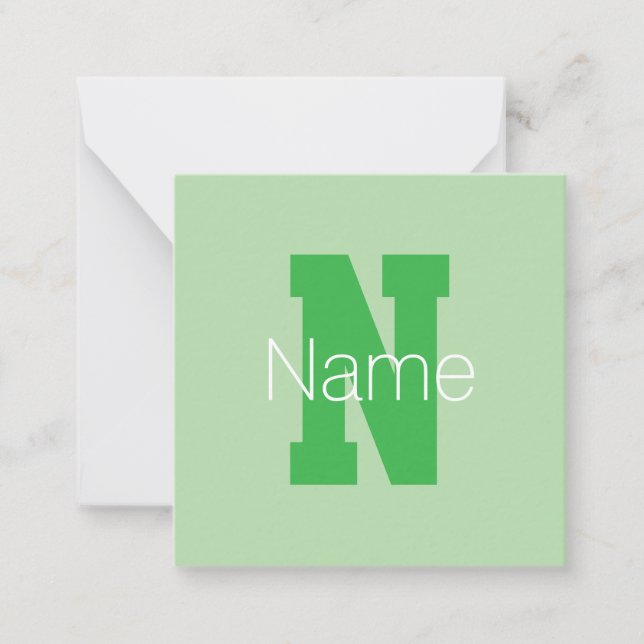Bold Modern Monogram | Pale & Kelly Green Card (Front)