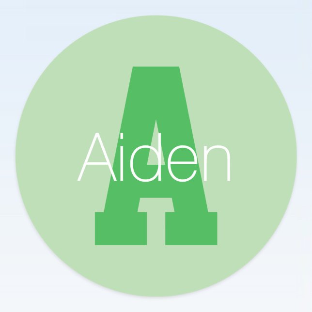 Bold Modern Monogram | Pale & Kelly Green Classic Round Sticker (Creator Uploaded)