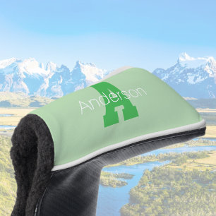 Bold Modern Monogram Pale & Kelly Green Golf Head Cover