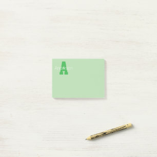 Bold Modern Monogram   Pale & Kelly Green Post-it Notes