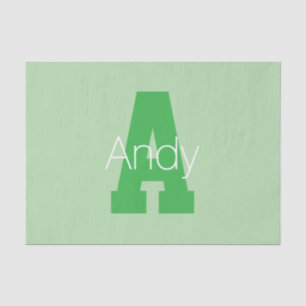 Bold Modern Monogram   Pale & Kelly Green Tissue Paper