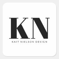 Bold Modern Monogram Professional Black White 