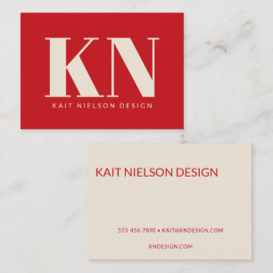 Bold Modern Monogram Professional Bright Red Business Card