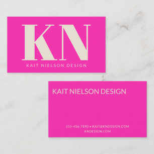 Bold Modern Monogram Professional Hot Pink Business Card