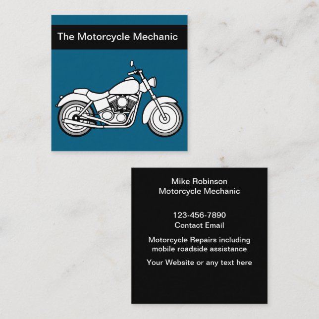 Bold Modern Motorcycle Mechanic Business Cards (Front/Back)