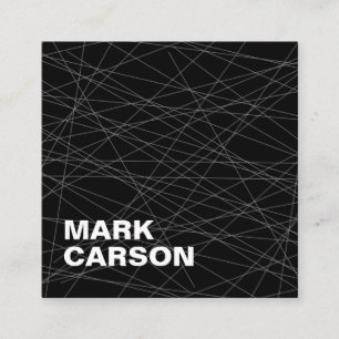 Bold Modern Moving Lines Professional Black Square Business Card