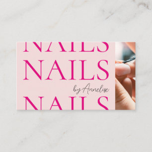 Bold Modern Nails Blush Pink Black Photo Business Card