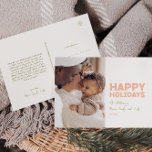 Bold Modern One Photo Happy Holiday Postcard<br><div class="desc">Send warm wishes this holiday season with this unique and cute, bold modern one photo happy holiday postcard. Its simple and minimalist design features boho-inspired elements in light pink, pastel coral, sage green, blush, and peach hues. Celebrating the festive spirit of December, this design brings a cheerful and fun touch...</div>