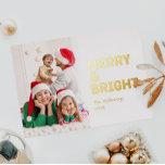 Bold Modern One Photo Merry and Bright Gold<br><div class="desc">Send warm wishes this holiday season with this unique and cute, bold modern one photo merry and bright gold foil holiday card. Its simple and minimalist design features boho-inspired elements in gold foil. Celebrating the festive spirit of December, this design brings a cheerful and fun touch to any occasion. The...</div>