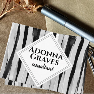 bold modern painted stripes gray and black business card