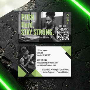 Bold Modern Personal Trainer Fitness Coach Photo Business Card