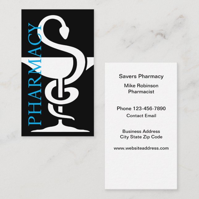 Bold Modern Pharmacy Theme Business Cards (Front/Back)