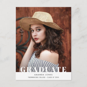 BOLD Modern photo graduation invitation Postcard