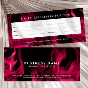 Bold Modern Pink Flames Gift Certificate
