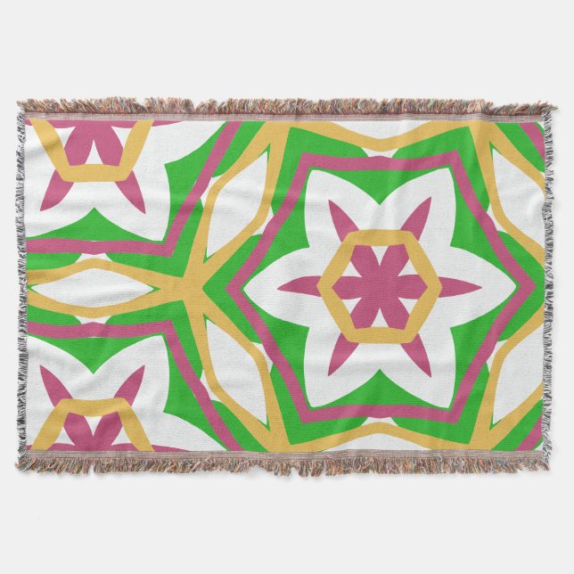 Bold Modern pink yellow green Throw Blanket (Front)