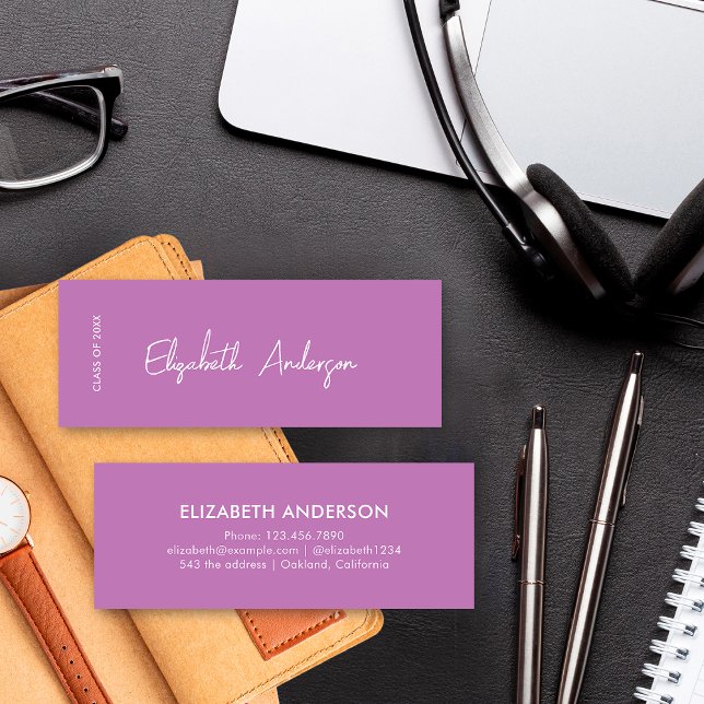 Bold Modern Purple Graduate Student Graduation Calling Card (Creator Uploaded)