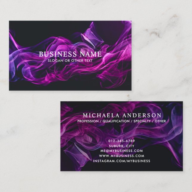 Bold Modern Purple Smoke Business Card (Front/Back)