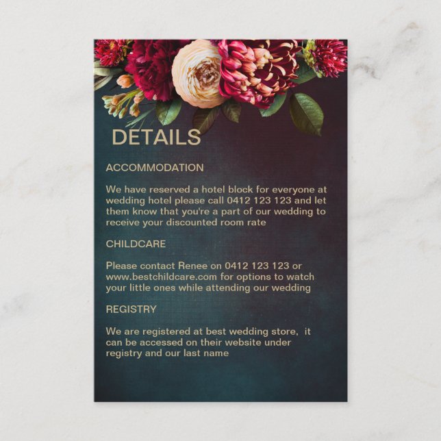 Bold Modern Red Floral  Enclosure Card (Front)