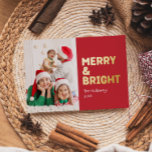 Bold Modern Red One Photo Merry and Bright Gold<br><div class="desc">Send warm wishes this holiday season with this unique and cute, bold modern red one photo merry and bright gold foil holiday card. Its simple and minimalist design features boho-inspired elements in gold foil. Celebrating the festive spirit of December, this design brings a cheerful and fun touch to any occasion....</div>