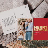 Bold Modern Red Photo Merry Christmas Gold 